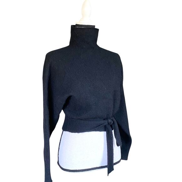 Wilfred Lorin Sweater Funnel Neck Long Dolman Sleeves Sz S Black Balletcore - Picture 7 of 13